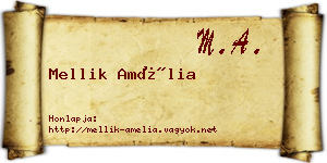 Mellik Amélia névjegykártya